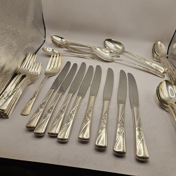 Revelation Silverplate Flatware 61 Piece Set IS Service For 8 Used Condition.  - Picture 1 of 15